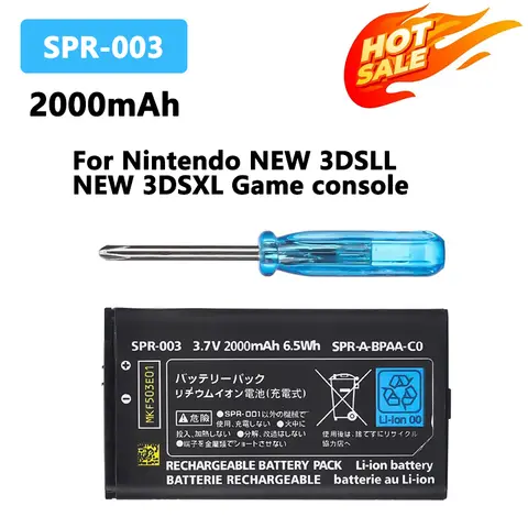3.7V 2000mAh 3DS XL Console Battery SPR-003 SPR003 Lithium Batteries for Nintendo Switch 3dsxl Console SPR 003 Rechargeable Cell