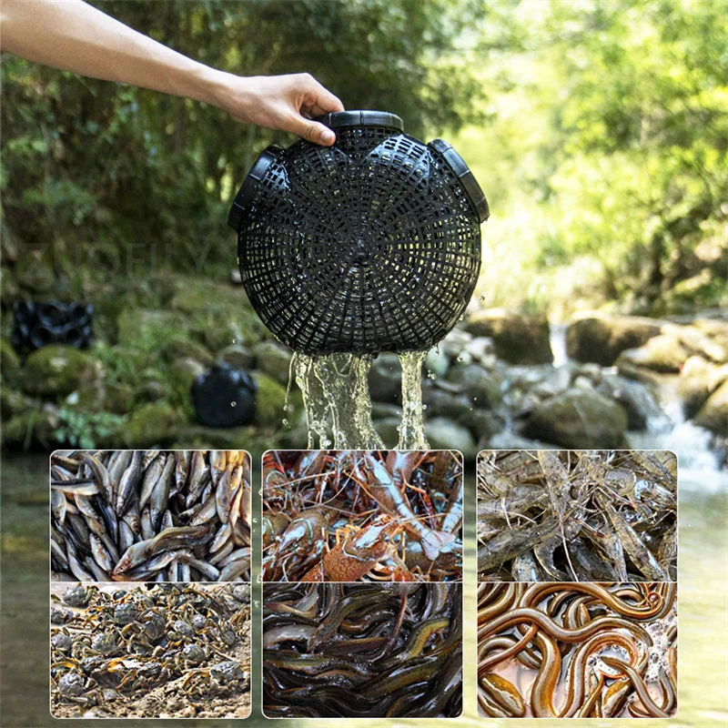 3/8 Holes Outdoor Folding Crayfish Catcher Casting Fish Network Crab  Shrimp Eels Loach Traps Mesh for Fishing Net Tackle Cage