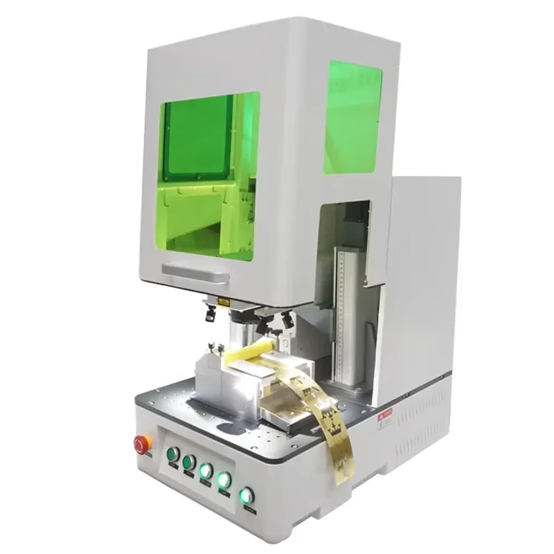 Gold/Silver Fiber Marking Engrave Cutting Machine Phone Back Cover logo Picture Design With Enclosure for Jewelry Shop
