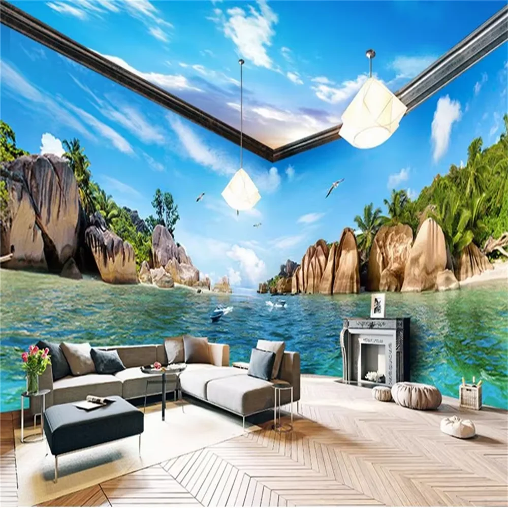 

Пользовательские Средиземноморские Гавайи Море фото обои большая фреска спальня ТВ фон 3d обои для гостиной напольная бумага