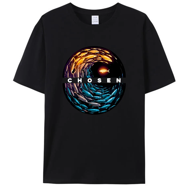 Chosen Fish Swim Against The Current Bible Christian Jesus T-Shirt Women Men's Clothing Shirts Graphic Tee Novelty Gifts Tops