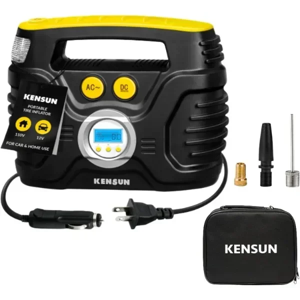 Kensun AC/DC Tire Inflator Pump for Car 12V DC and Home 110V AC Swift Performance 2.0 Portable Air Compressor Pump