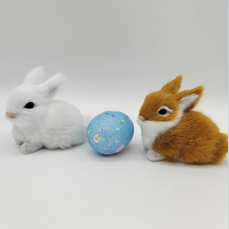 Nieuwe Simulatie Pluche Konijn Speelgoed Konijn Diermodel Kids Gift Schattige Mini Bunny Speelgoed Ornament Beeldje Realistische Harige Dierenpop