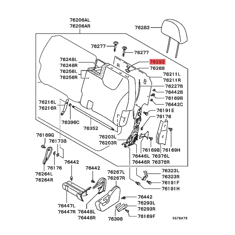 Car Middle Row Seat Back Recline Knob Lever MR610534 MR610572 for Montero 01-06 Seats 2Nd Row Folding Cap B