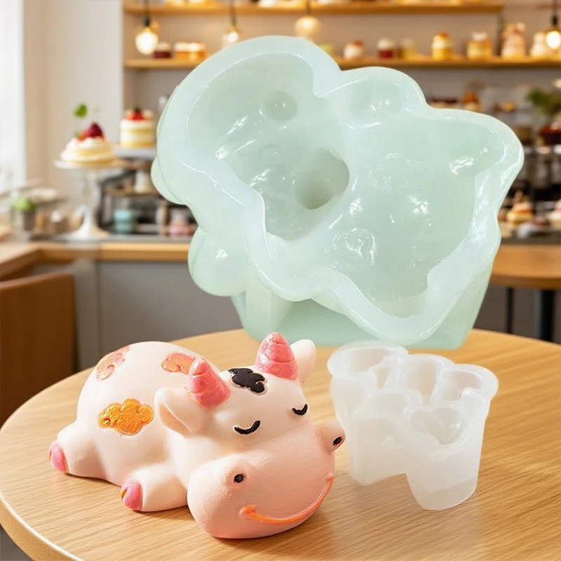 Lying Dragon Kitty Milk Pudding Silicone Mold Custard Mold Cute Cartoon Jelly Cake Cake Mold Cake Decoration Baking Bakery Tool