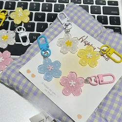 2025 Ice through jelly color flower keychain flower cherry blossom girl's heart best friend gift ins style sweet pendant gifts