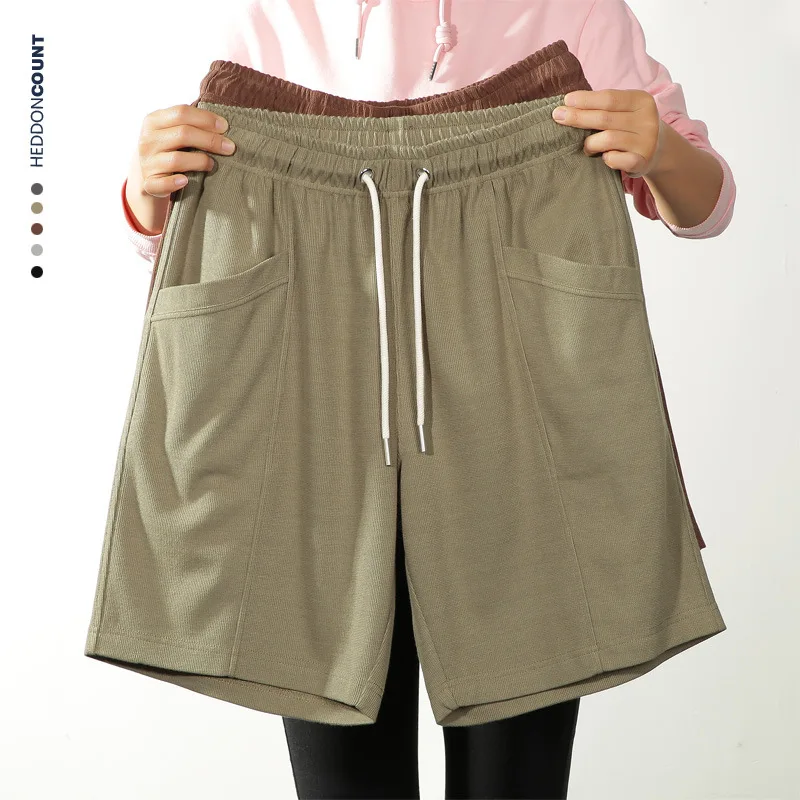 

American Style Men's Shorts Quality Summer Pants Loose Fit Mid-Low Waist Knitted Cotton Casual Fashion Urban Style Light Grey