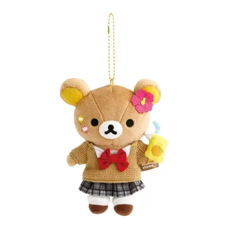 Kawaii dessin animé Rilakkuma jouets en peluche porte-clés créatif beignet Chef Korilakkuma sac à dos Couple pendentif poupée amis cadeau d'anniversaire