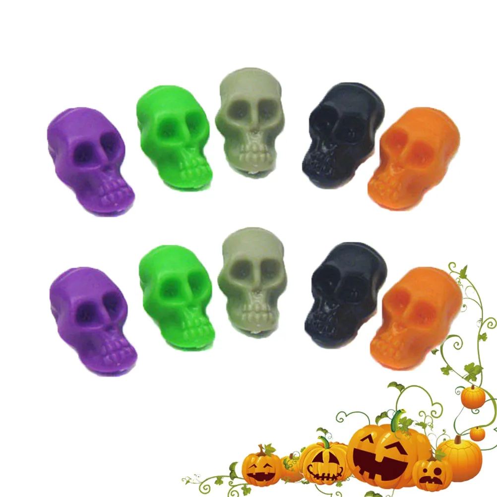 50Pcs Realistic Plastic Skull Decor Halloween Props Spooky Mantel Table Shelf Display for Party Bar Nightclub DIY Gift Accessory