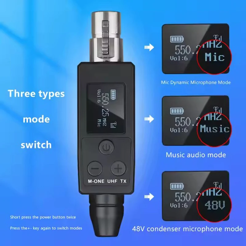 

Professional UHF wireless xlr speaker transmitter converter Digital wired to wireless microphone transmitter microphone adapter