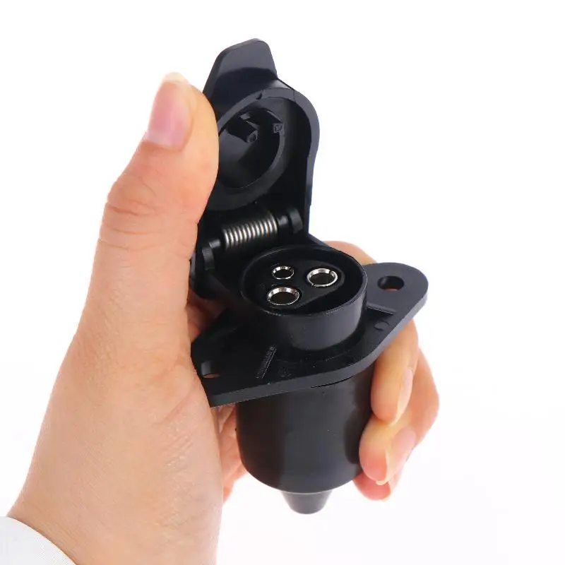 New 12V 3 Pin Trailer Socket Flat Plug Connector Plastic European Car Cable Connector Socket Trailer Truck Power Supply Plug