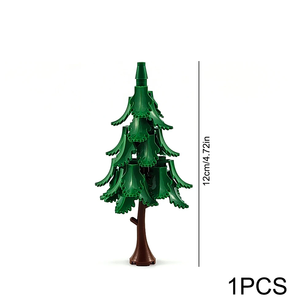 MOC Stadt Garten Baustein Baum Spielzeug DIY Montage Kiefer Kokospalme Street View Wald Pflanze Stamm Blätter Gras Zubehör – Detail 9