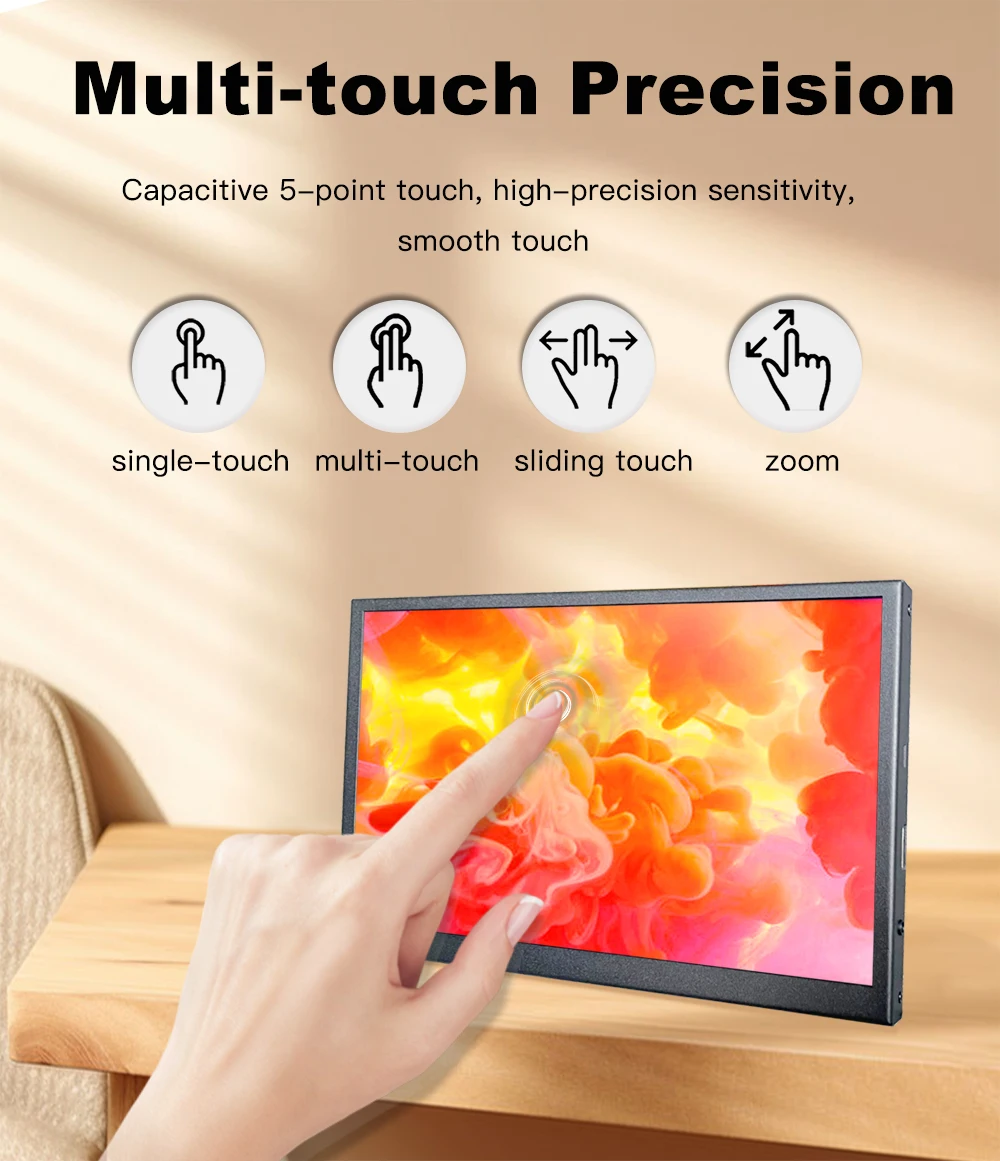 LESOWN  7inch mini Small Monitor 1024x600 HDMI IPS Screen 10.1 inch Touch Wide Computer PC Display Temperature Monitoring image 5