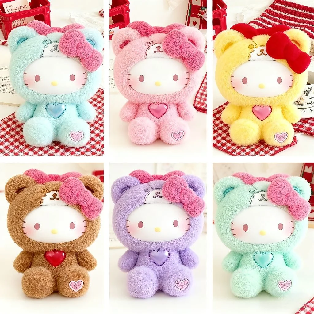

100% натуральная пижамная серия Hellokitty Teddy, слепая коробка, плюшевый кулон, брелок, виниловая фигурка, игрушка, подарок на день рождения для детей, Хэллоуин