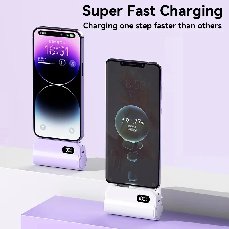 Mini Capsule 50000mAh High Capacity Power Bank Portable Wireless Fast Charging External Battery For iPhone Huawei Samsung view 3