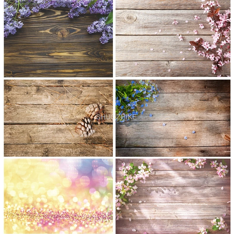

Photorealistic Fabric Photography Backdrops Flower and wood Planks Theme Photography Background DST-1035