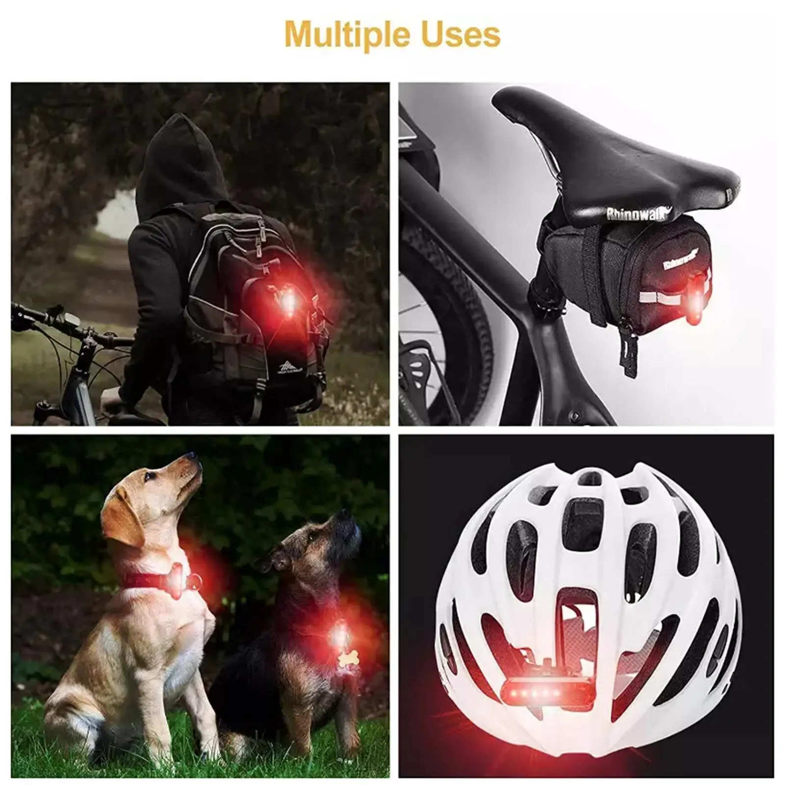 Bicycle Rear Light Waterproof USB Rechargeable LED Safety Warning Lamp Bike Flashing Accessories Night Riding Cycling Taillight