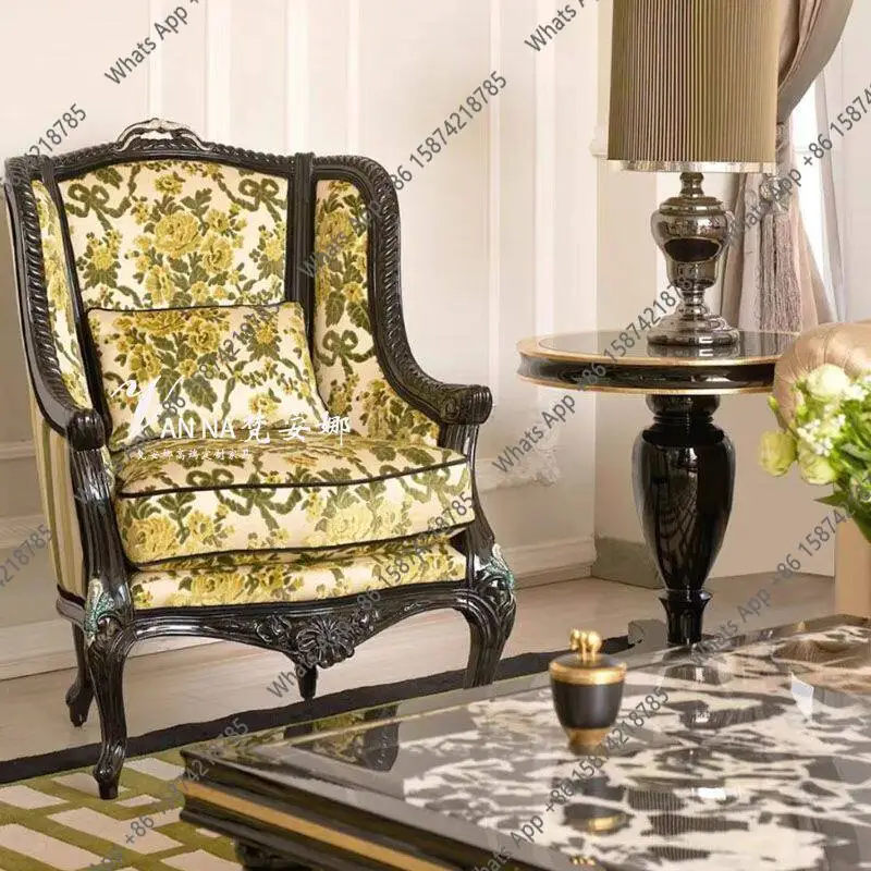 American retro printed single sofa/balcony high back tiger chair/French clubhouse casual fabric negotiation chair