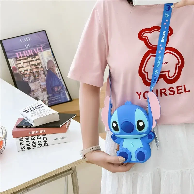 Disney-Animation CAN o & Stitch Sac à bandoulière pour enfants, Portable, Silicone, Dessin animé, Kawaii, JOWebbing, Cadeau de Noël