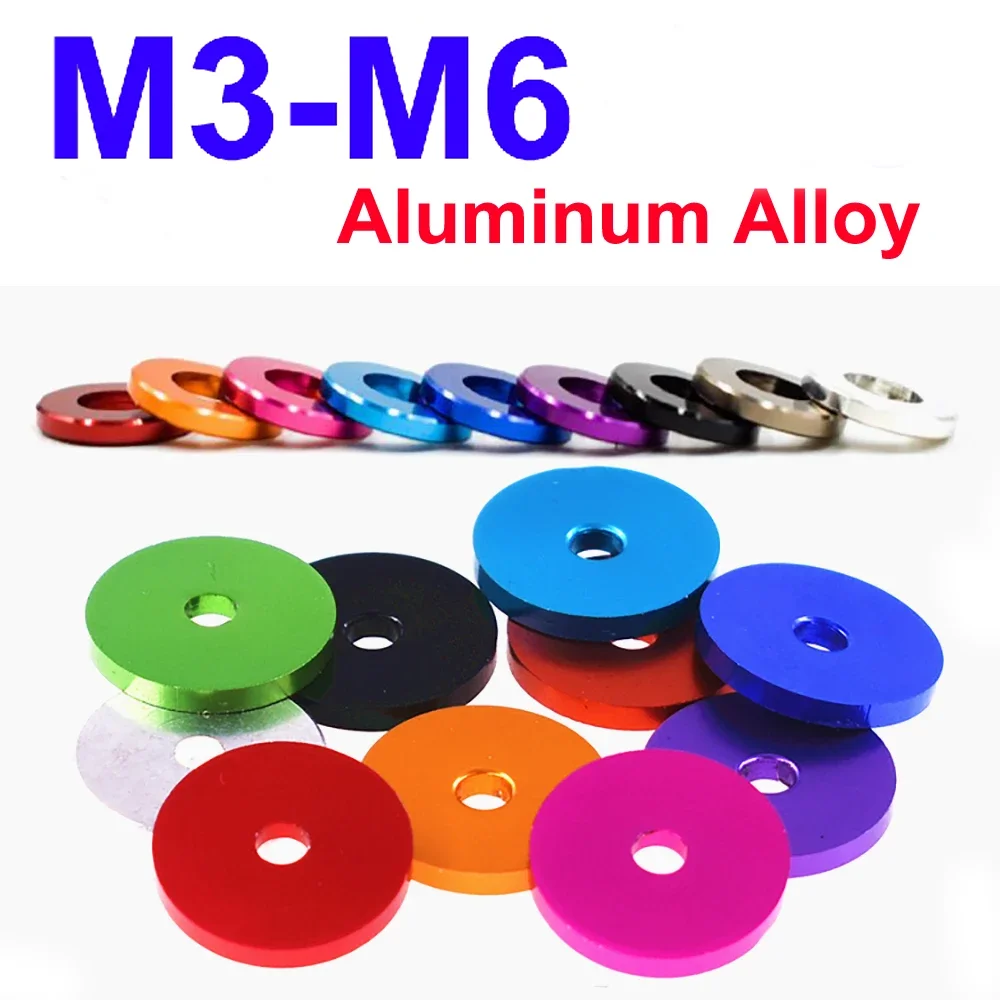 M3 M4 M5 M6 M8 Aluminum Alloy Flat Washers Assorted Sizes Gaskets for RC Car Parts Thicken Plain Gaskets Accessories