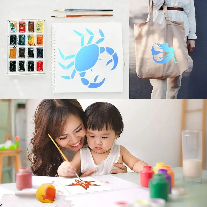 Sea Animal Painting Templates 16PCS Marine Sea Animal Spray Paint Stencil Template Drawing Stencils Sea Animal Spray Paint