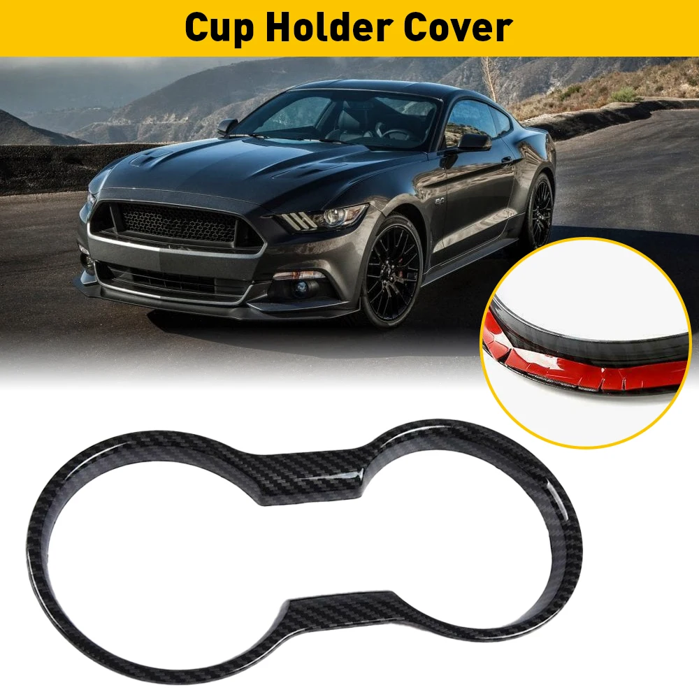 Suporte de copo capa quadro para ford mustang 2022 2021 2020 2015 2016 2017 2018 2019 guarnição fibra carbono abs acessórios interiores do carro