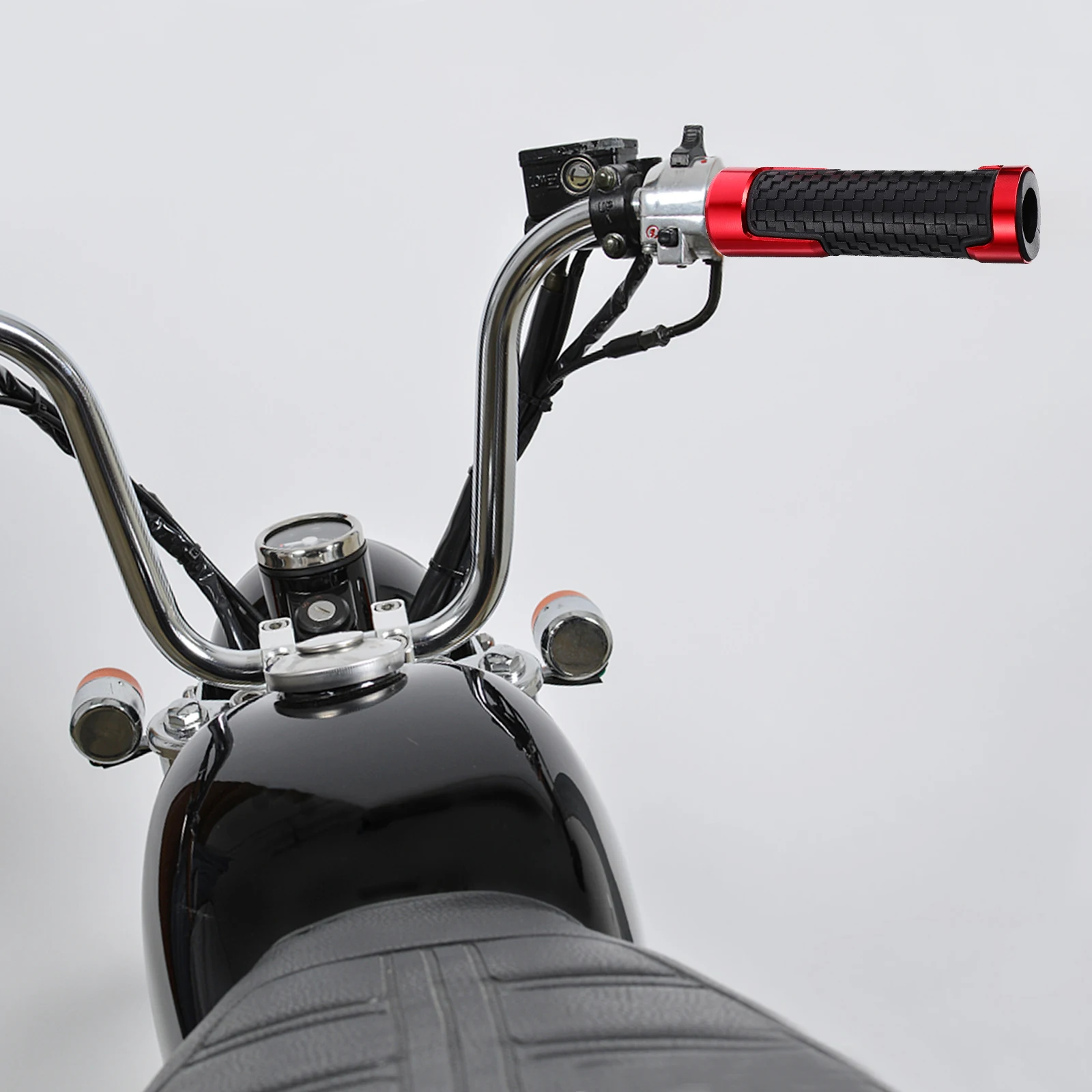 

Grip Handle Rubber Cover Handlebar Grips Motorbike Motorcycle Red Aluminum Alloy