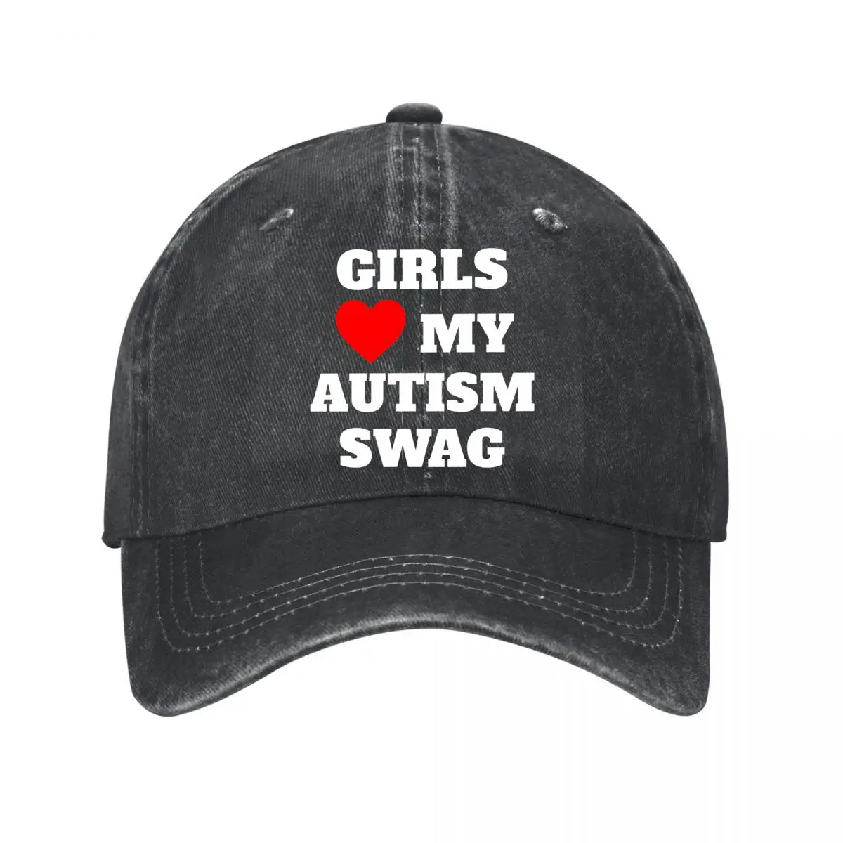 Girls Red Heart Autism Swag Design New Vintage Washed Cotton Baseball Cap Sun Hats