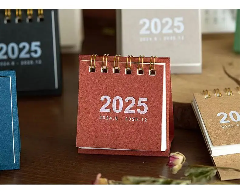 2025 صغير بسيط صغير أجندة مكتبية /رزنامة مكتبية جيب المحمولة مذكرة يومية التقويم مخطط سطح المكتب الديكور