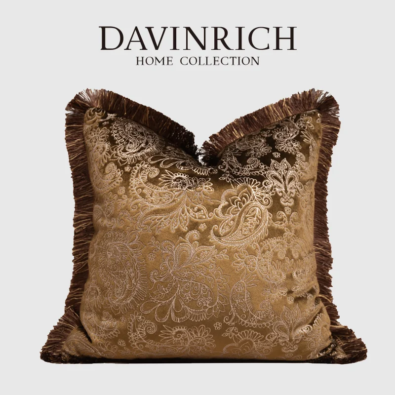 DAVINRICH Italian Renaissance Paisley Pillow Case Protector Antique Floral Jacquard Cushion Cover 45x45cm For Sofa Couch Bedroom
