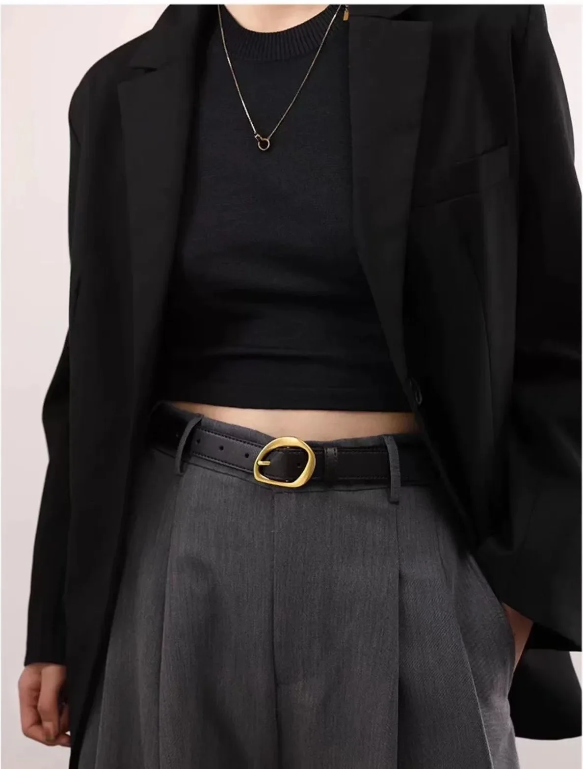 1pc New women's pin buckle cowhide decoration niche Korean version fashionable and thin with jeans women's belt wholesale