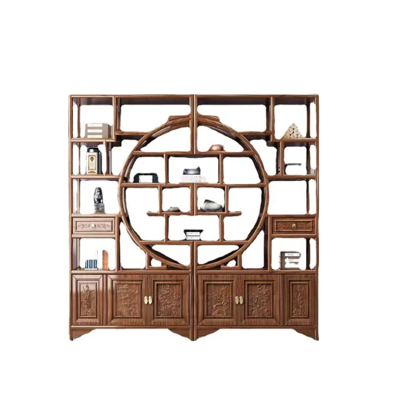 

Solid wood rack, Chinese Duobao Pavilion tea antique rack display cabinet