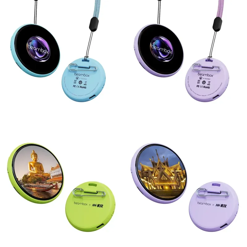 New Trending Advanced Mystery Box Speaker Electronic Badges Smart AI Digital Pin Name Board LED Lights Touch Screen Anime