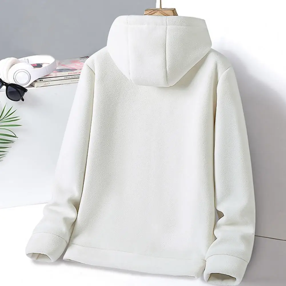 Men Warm Hoodie Jacket Men's Hooded Zipper Closure Winter Coat with Drawstring Thick Warm Cardigan Jacket for Daily Wear Casual