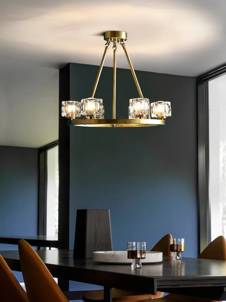 Nordic Modern LED Chandeliers Simple Circle Luxurious Lights All Copper Minimalist Creative Lamps For Bedroom Cloakroom Fixtures