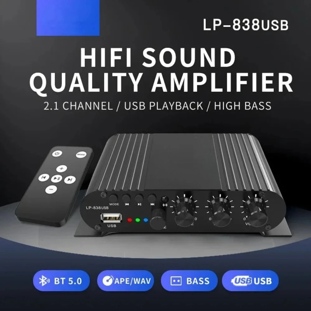 838USB Bluetooth subwoofer amplifier computer 12V car mounted home amplifier lossless music Wear Parts