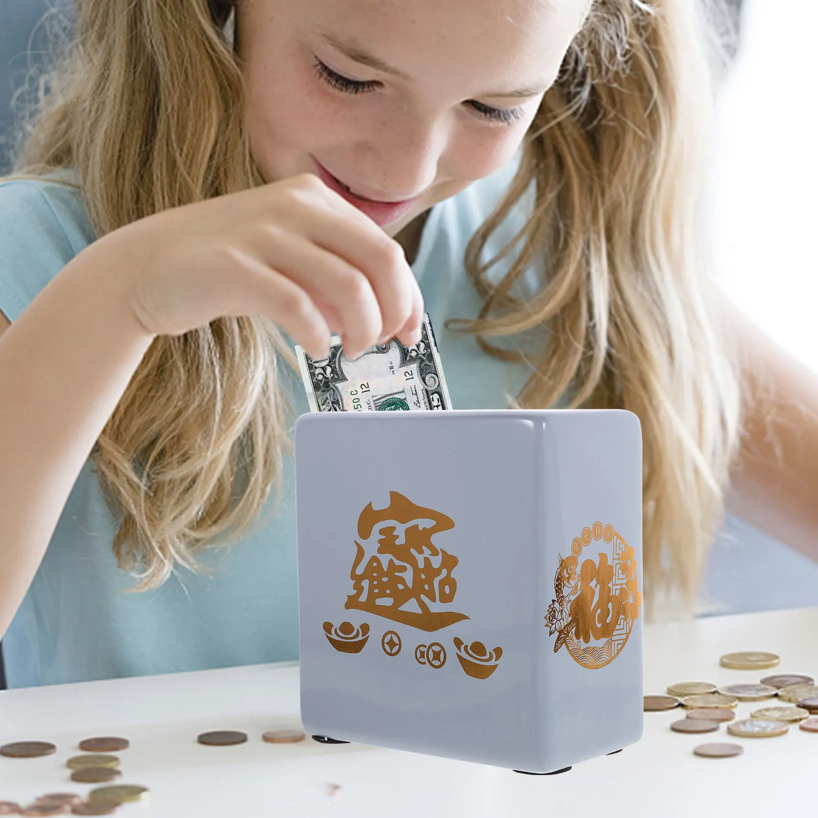 Large Capacity Ceramic Money Box Savings Jar Piggy Bank for Adults Only Saving Money Storage Piggy Bank