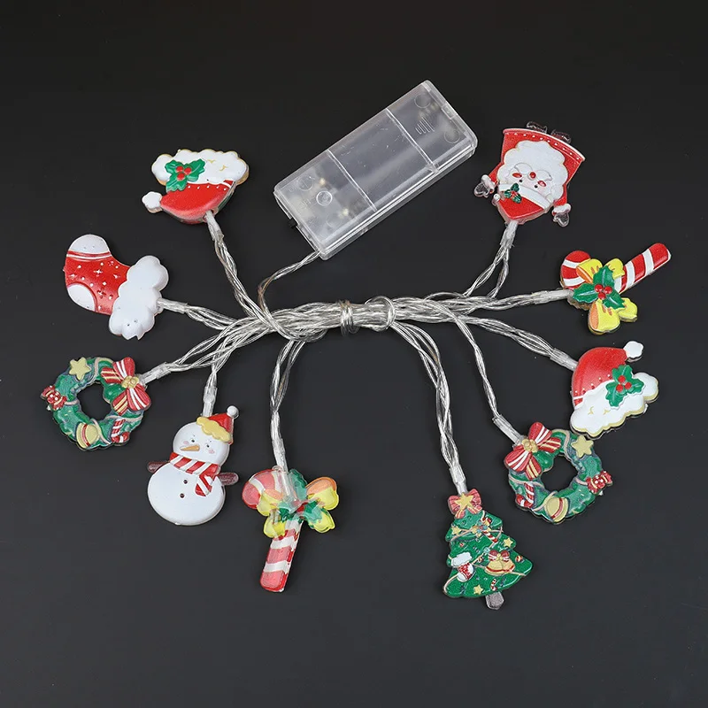 الكرتون عيد الميلاد سانتا كلوز LED سلسلة ضوء شجرة عيد الميلاد حلي معلقة 2025 عيد الميلاد الديكور للمنزل السنة الجديدة الاطفال هدية