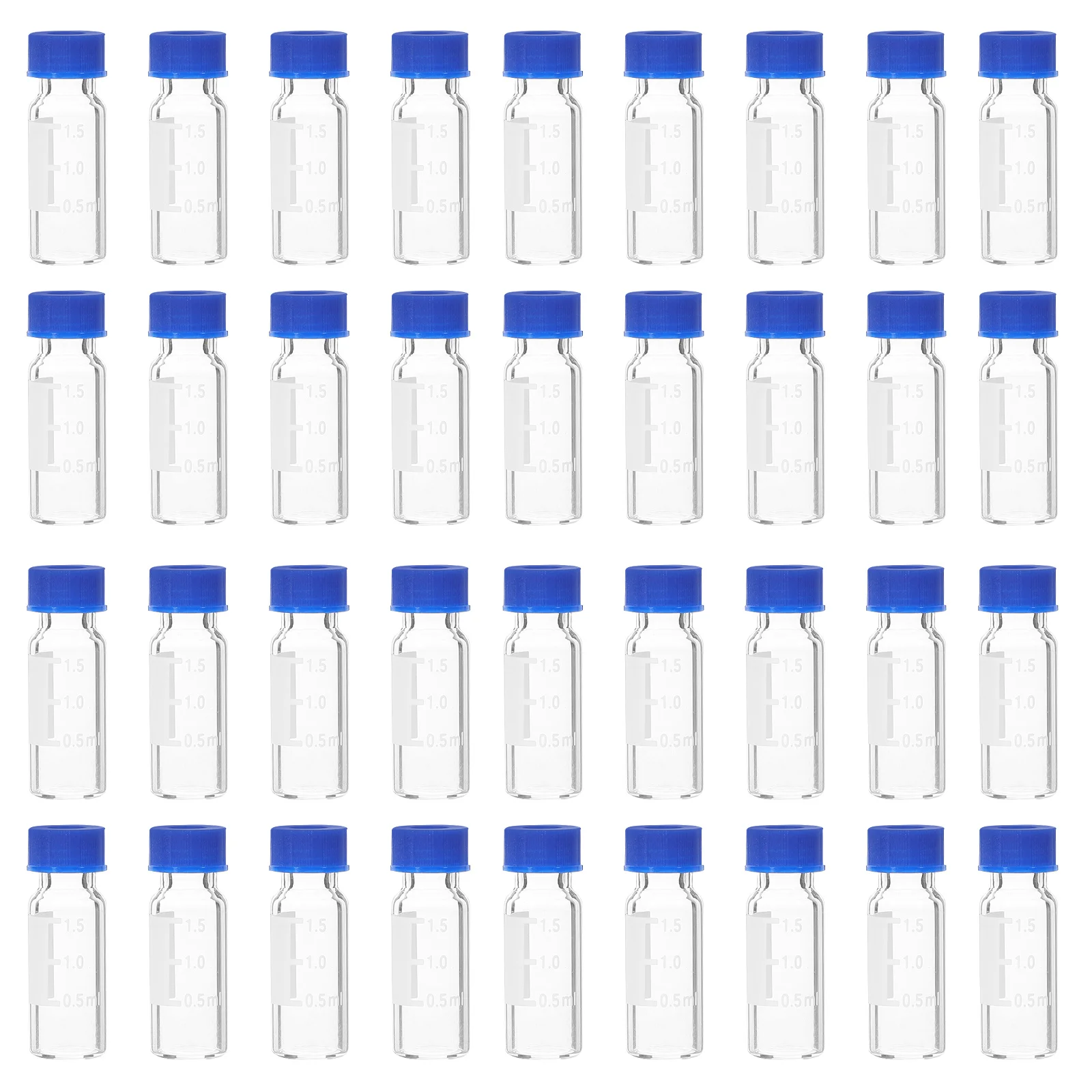 100 Stück Probenglasflaschen, Laborgläser mit Deckel, Mini-kleine, klare Flaschen, Fläschchen, blau, winzig