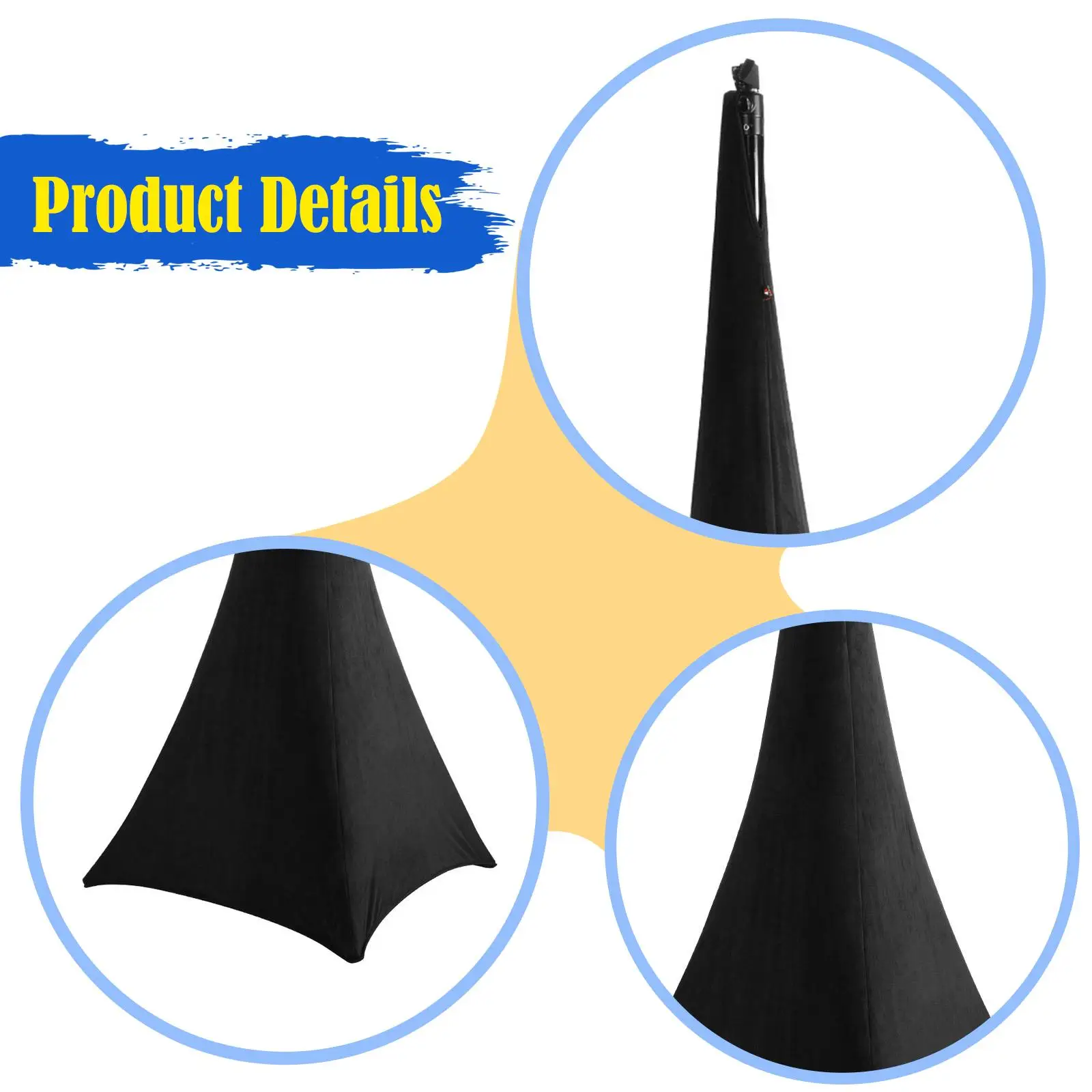 Stretch Speaker Stand Cover Black Spandex Tripod Scrim Concealment for DJ Stage Wedding Home Use