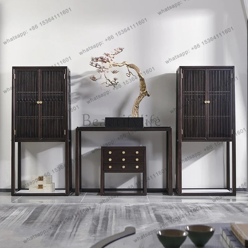 Solid Wood Entryway Table Storage Rack Storage Cabinet Zen Altar Table Hallway Cabinet
