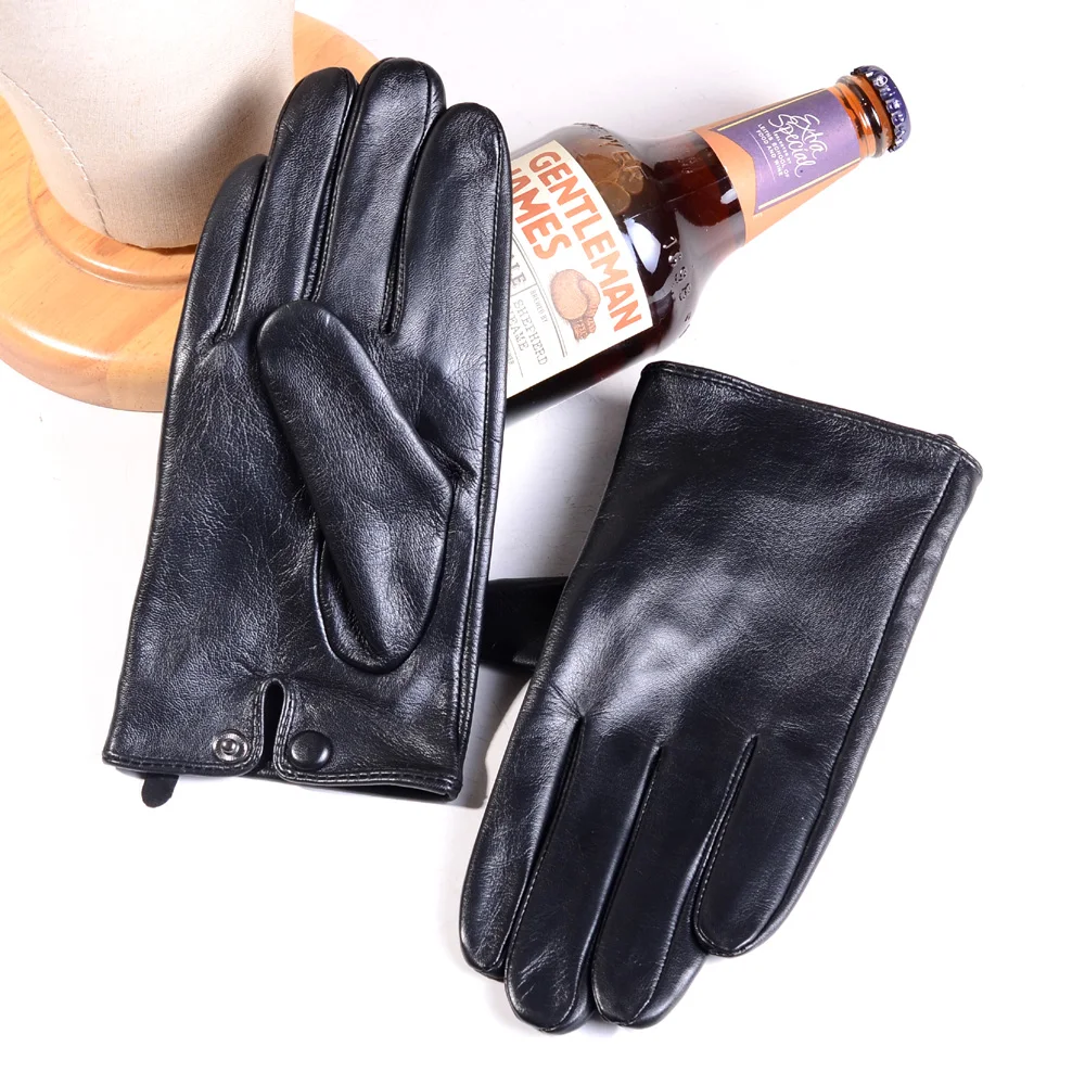 

Men‘s Real Leather Goatskin Winter Thin Lining Motorcycle Gloves Warm Full Finger Driving Outdoor Touch Screen Gloves