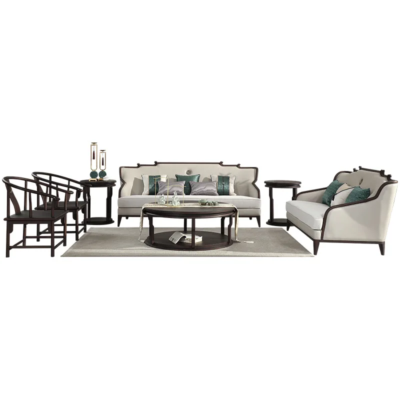 

New Chinese Fabric 123 Sofa Combination Modern Living Room Simple Model Room Villa Furniture