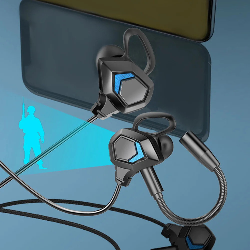 

Wired in-Ear Gaming Earphone Durable ABS Arc-Shaped Ear Wings Soundproof Dual Microphones Simple Wire Control Compatible 35mm