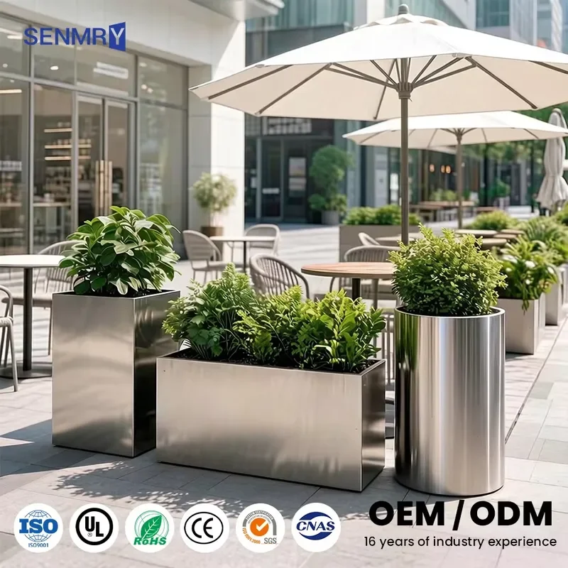 Rectangle Garden Flower Pot Hotel Outdoor Metal Planter Box Stainless Steel Flower Trough
