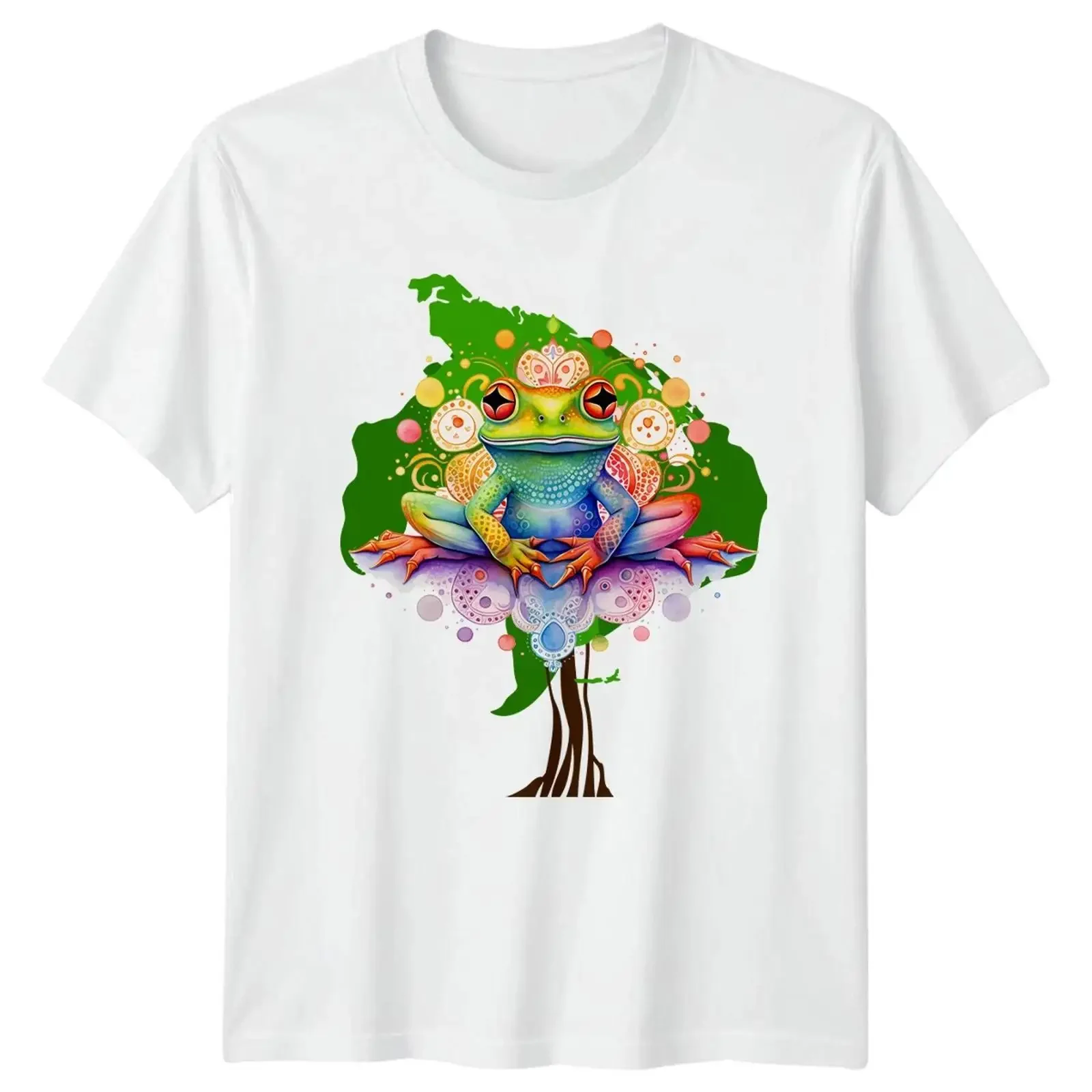 Watercolor Psychedelic Rainbow Zen Meditation T Shirt Yoga Frog Image 1 of 4 vintage Washed Versatile fashion designer clothes