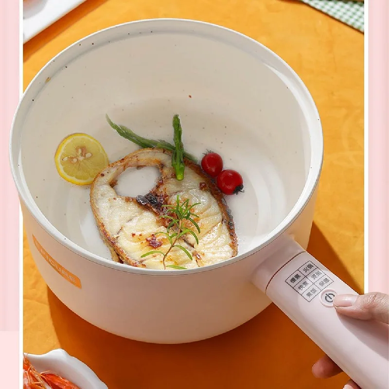 Electric Hot Pot Integrat Long Handle Pot Ceramic Non-stick Pot Dormitory Household Electric Cooking Pot Kitchen Tool 220V