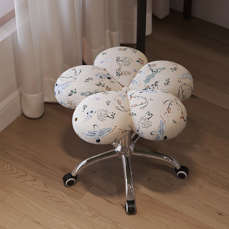 

Light Luxury Vanity Stool Velvet Swivel Makeup Chair with Wheel Modern Dressing Table Seat Glamorous Bedroom Chairs for Girls