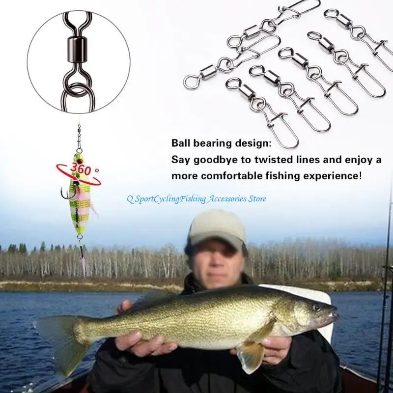 

Fishing Barrels Swivels, High Strength Rolling Balls Bearing Lures Connectors Clip, Saltwater or Freshwater Fishing