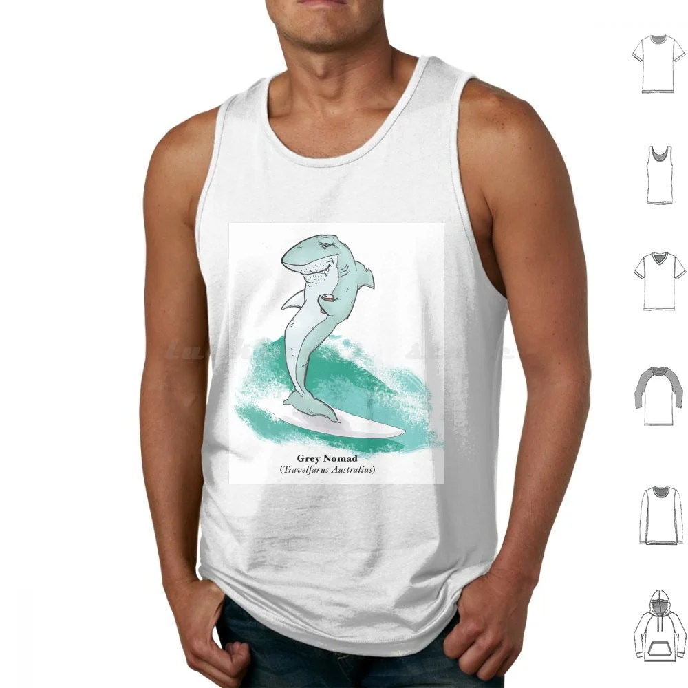 Grey Nomad ( Male ) Tank Tops Print Cotton Grey Nomad Shark Caravan Travel Humor Funny Touring Caravanning Australia Old